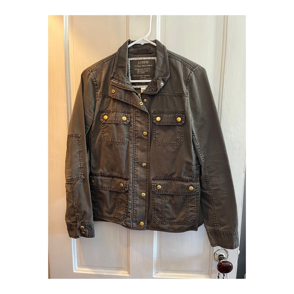 J. Crew lightweight army green zipper jacket